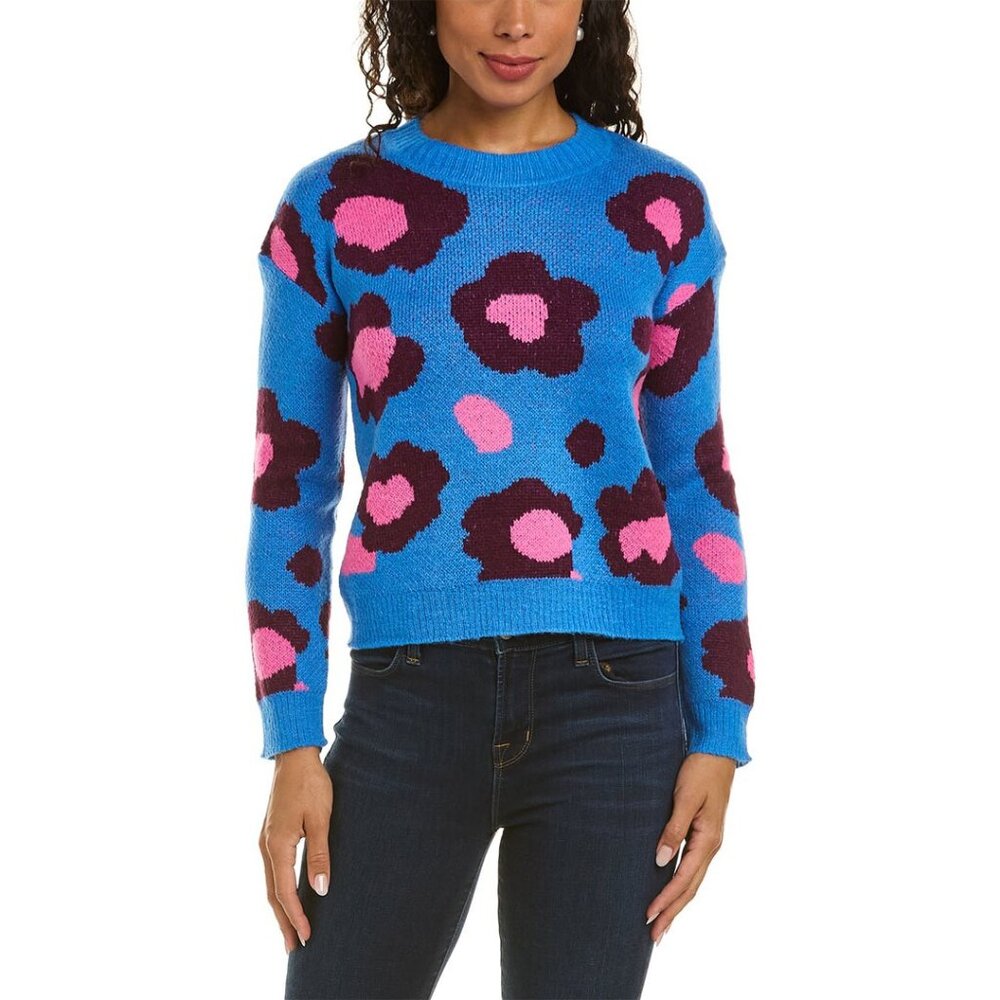 Lilly Pulitzer Wool Blend Ferrara Sweater Blue Flare Growl and Prowl Jacquard M
